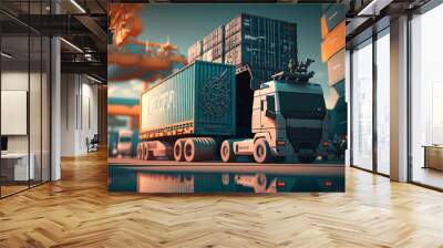 Logistics and transportation, Integrated warehousing and transportation operation service Wall mural