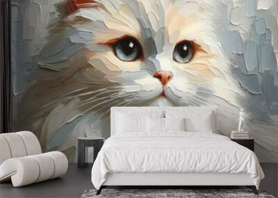 Oil painting of beautiful cat Wall mural