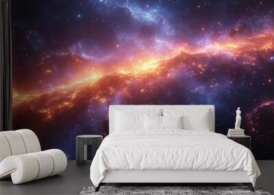 Space background with stardust and shining stars. Realistic cosmos and color nebula. Colorful galaxy Wall mural