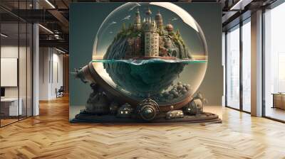 Traveling the world. Surreal mystical fantasy artwork. impossible art Wall mural