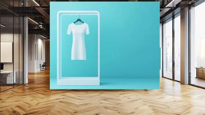 A virtual fitting room with an AI stylist, representing the automation of personalized shopping experiences online, e-commerce, automated personalization Wall mural