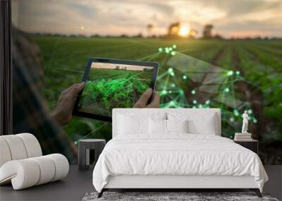 Future Farming Augmented Reality Technology Enhances Crop Monitoring in Real Time Wall mural