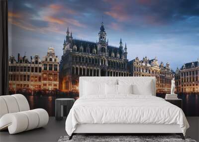 Grand Place in Brussels at night, Belgium Wall mural