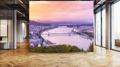 Panoramic view of Budapest at dusk Wall mural