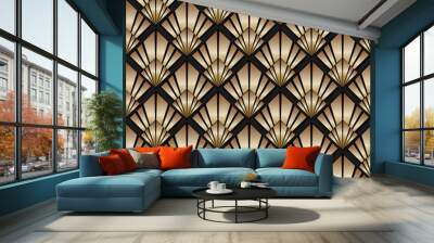 seamless vintage art deco background with golden gradient Wall mural