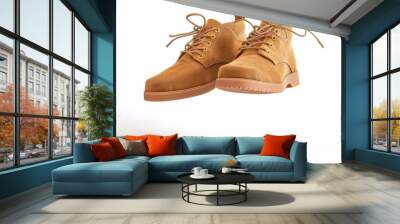  shoes with flying laces on a white background. accessory on white background. Wall mural