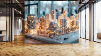 architectural model of a modern urban development.  Wall mural