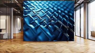 close-up of a futuristic, textured surface with a metallic blue pattern, showcasing advanced technology and sleek, modern design. Wall mural