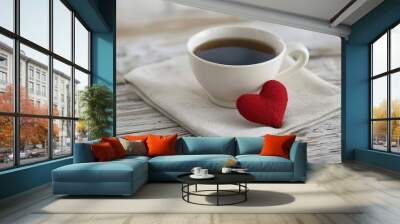 cup of coffee with heart  Wall mural