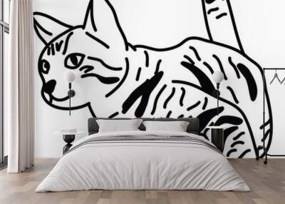 Organic Cat vector outline Wall mural