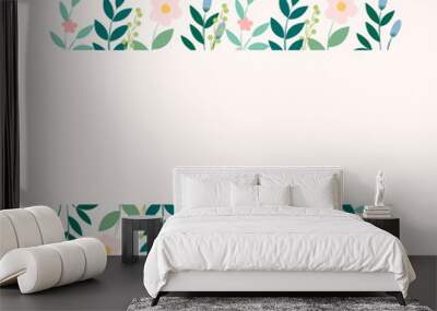 Flowers vector background. Botanical background Wall mural