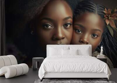 African mother and daughter, happy Mother's day  Wall mural