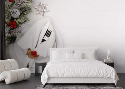 Christmas and new year table setting Wall mural