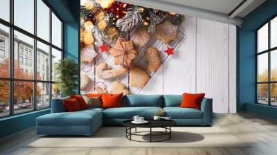 Christmas shortbread or gingerbread cookies Wall mural