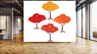 Autumn fall season maple tree vector icon set Wall mural