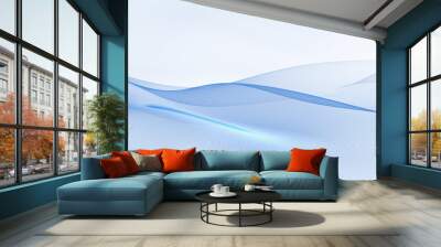 Blue Waves on a white background Wall mural