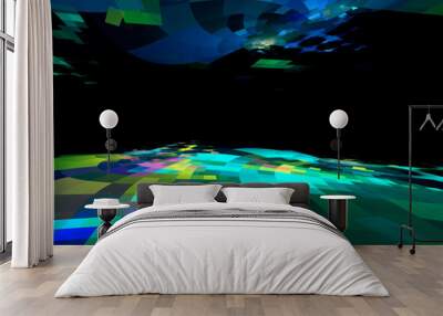 Multicolored mosaic. Modern illustration in perspective. Wall mural