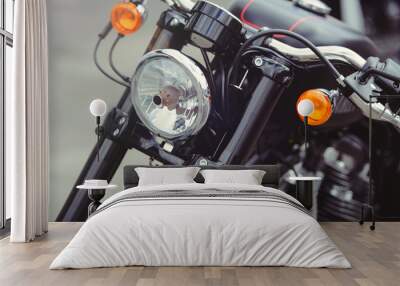 Headlamp black stylish motorcycle, modern trends and classic Wall mural