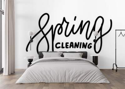 Spring cleaning - Hand drawn line lettering quote. Perfect design for greeting cards, posters, T-shirts, banners, print invitations. Wall mural