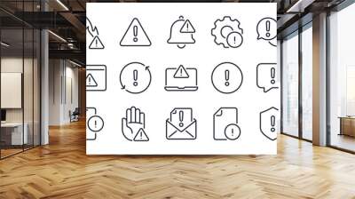 Exclamation mark, alert, warning and error concept editable stroke outline icons set isolated on white background flat vector illustration. Pixel perfect. 64 x 64. Wall mural