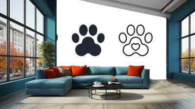 Pet paw editable stroke outline icon isolated on white background flat vector illustration. Pixel perfect. 64 x 64. Wall mural