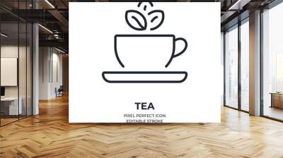 Tea editable stroke outline icon isolated on white background flat vector illustration. Pixel perfect. 64 x 64. Wall mural