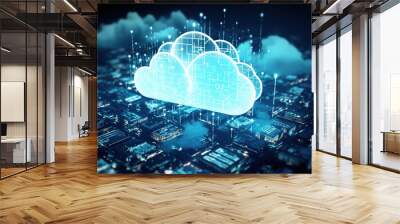 Cloud Networking, Automation, Cloud Managed, AI Generated Art for Business and Technology Wall mural