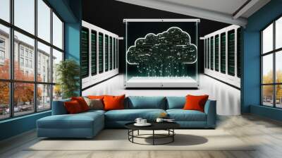 Cloud Networking, Crypto, AI, Firewall Network Security, Artificial Intelligence, Cyber Security, Cloud Managed, Circuit Board, AI Generated Art for Business and Technology Wall mural