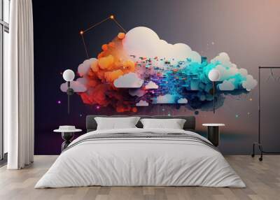 Cyber security, AI Mind, Network Management, Modern Data Center, Cloud Networking, AI Generated Art Wall mural