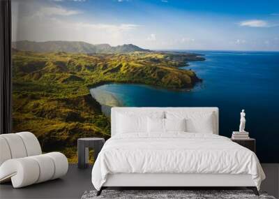 Stunning aerial view of a beach sunrise in Guam Wall mural