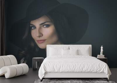 Beautiful Russian Woman on Seamless Background Wall mural