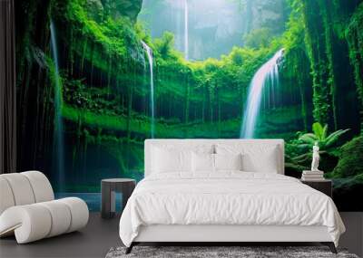 waterfall in the forest Wall mural