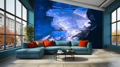 Ice Crystals Formed on Frozen River Water Wilderness Patters of Nature Wall mural