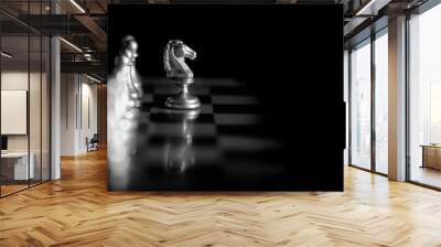 Pieces on chess board for playing game and strategy Wall mural