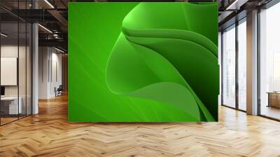 3d render wallpaper waves green Wall mural