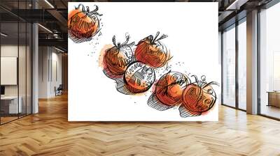 minimalism drawing of tomatoes Wall mural