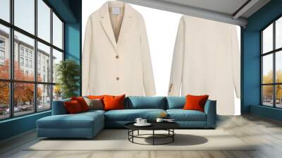 Mock up beige coat front and back  isolated on transparent or white background, png	 Wall mural