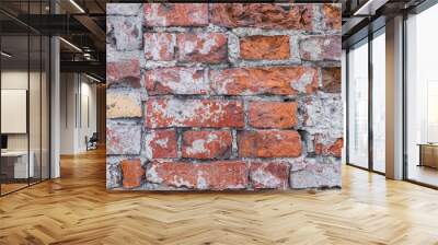 Old brick wall. Red brick. Close up. Wall mural