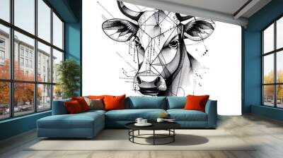 A cow with a diamond pattern on its face Wall mural