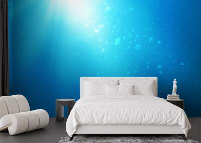 abstract blue water background with sunbeams, backgrounds for your design Wall mural