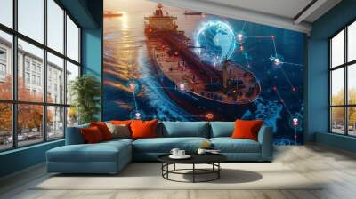 Business of  the world  logistic network distribution or transportation Industry or shipping business, Container Cargo  shipment , truck delivery, airplane , import export Concept Wall mural