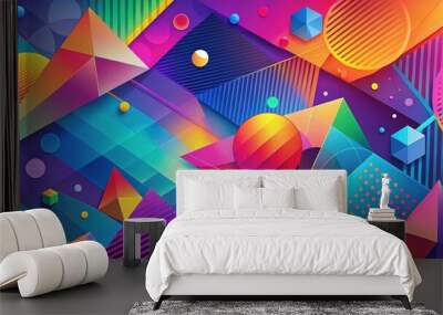 Abstract artistic background with vibrant colors and geometric shapes, abstract, colorful, background, artistic, vibrant Wall mural