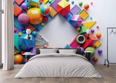 Abstract concept with vibrant colors and geometric shapes on a white background, abstract, concept,vibrant, colors, geometric Wall mural