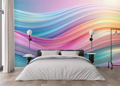 Abstract pastel colorful wave background with soft flowing lines and gradients, abstract, pastel, colorful, wave, background Wall mural