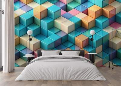 Abstract pattern of multiple cubes, geometric, abstract, background,design, shape, artwork, modern, repetitive Wall mural