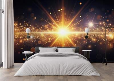 Beautiful and dazzling particle light effect background, abstract, glowing, colorful, vibrant, festive, celebration Wall mural