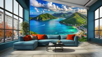 Beautiful landscape of Tortola, British Virgin Islands, beach, Caribbean, tropical, travel, island, paradise Wall mural