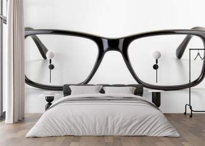 Black framed glasses with a sleek and modern design, eyewear, fashion, accessories, stylish, contemporary, trendy Wall mural