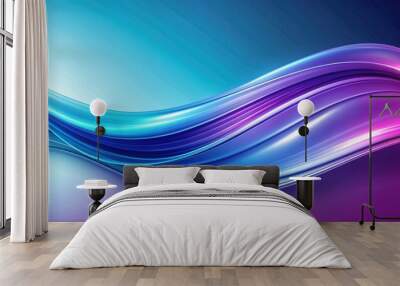 Blue purple gradient wave and curve on background, wave, curve, gradient, blue, purple, abstract, design, smooth,flowing Wall mural