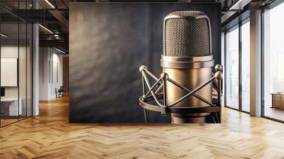 Close-up microphone for professional sound recording, microphone, sound, recording, equipment, studio, podcasting Wall mural